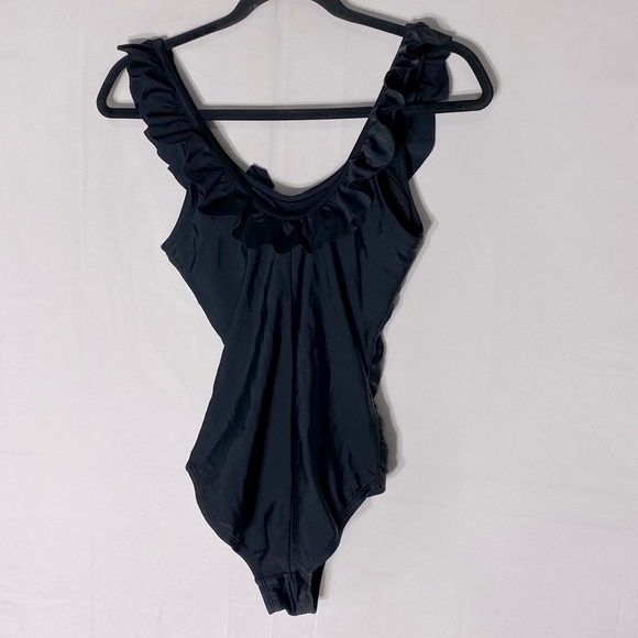 Kona Sol Black Ruffled One Piece Bathing Suit Swimsuit S - Picture 2 of 16